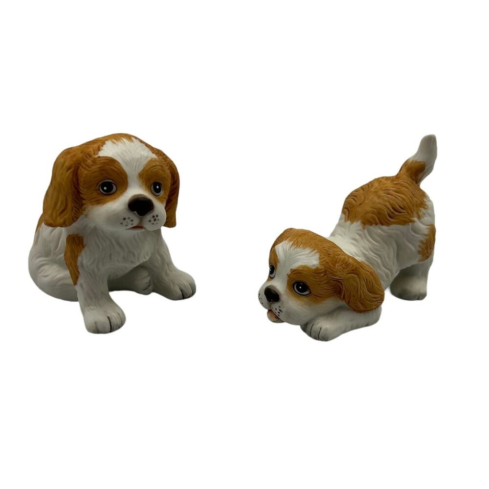 Vintage Homco Porcelain‎ Figurines Set Cocker Spaniel Puppies #1407 Shelf Sitter